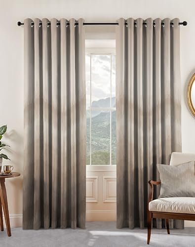 Image of Casableu Kivo Digital Print 85% Blackout Curtains for Long Door /Window, Thermal Insulated, Tie Back, Wider Width 50 in, Eyelet Curtains for Living Room /Bedroom(Chiku 9 ft Set of 2)