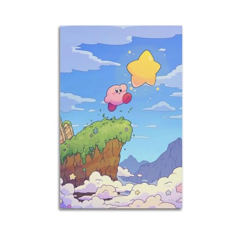 HCLHB Poster decorativo da parete a tema anime Kirby Star, su tela, stile moderno, per camera da letto, 20 x 30 cm