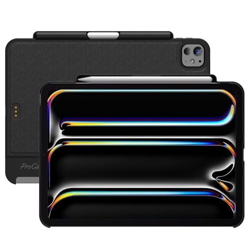 ProCase Magic Keyboard Compatible Case for iPad Pro 11 Inch 2024 M4, Slim Magnetic Cover Lightweight Case with Pencil Holder for 5th Generation iPad Pro 11