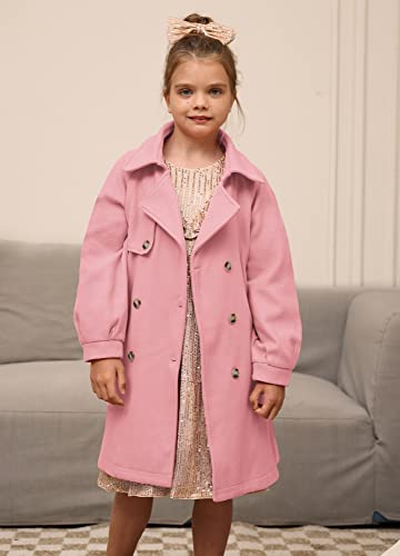 Image of GRACE KARIN Girls Dress Coat Lapel Wool Blend Long Winter Jackets with Pockets Belt 6-16Y