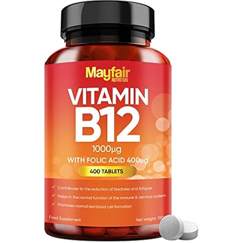 Vitamin B12 Supplements with Folic Acid - 200 Tablets of 1000mcg Vegan B12 - Non-GMO & Gluten-Free - Made in UK Cover