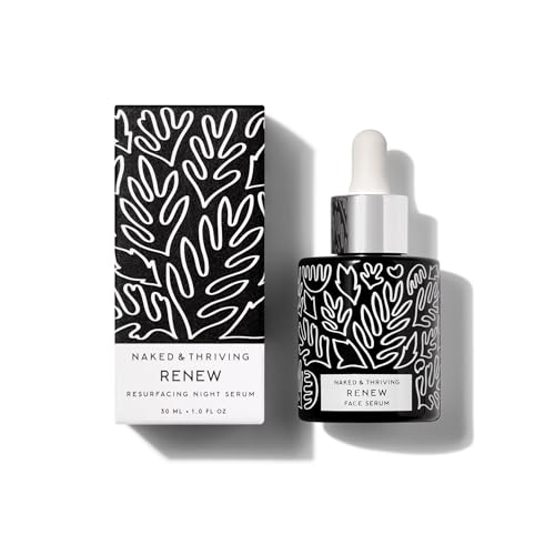Naked & Thriving Renew Resurfacing Night Serum - Clinically Proven Visible Anti-Aging Benefits Multitasking for Visible Fine Lines Texture Hydration & Firmness. Hyaluronic Acid+Ferulic Acid 30 mL