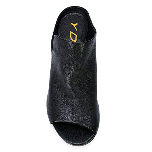 YDN Women Peep Open Toe Booties Pumps Block Chunky Mid Low Heels Loafers Slip on Comfortable Shoes4