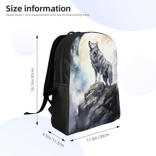 Durable Backpack Wolf Moon Cliff Rock 16Inch Unisex Backpack Gym Casual Daypack for Women Men Gift4