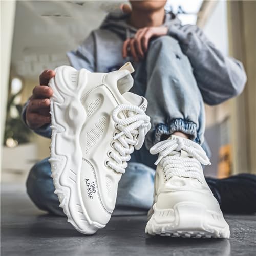 Men's Fashion Leather Lace Up Platform Sneakers Classic Round Toe Non-Slip Chunky Sport Shoes Tennis Driving Walking Shoes4