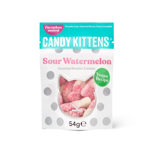 Candy Kittens Vegan Sweets – Sour Watermelon (54g, Pack of 1) – Ideal Christmas Candy Gift with No Nasties, Fruity Vegan Snacks Made with Natural Ingredients, Ideal Pick and Mix Sweets Gift Box Idea