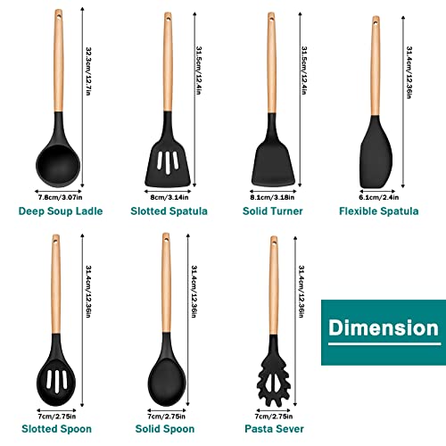 Kitchen Utensils Set, HaWare 7 Pcs Silicone Cooking Utensils with Wooden Handle - Image 2