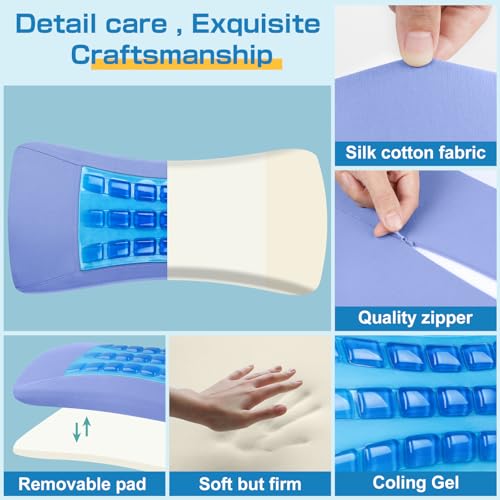 Lumbar Support Pillow for Bed Relief Lower Back Pain with Cooling Gel: Sciatica Lower Back Pillow for Sleeping-Memory Foam Waist Pillow for Side/Back/Stomach