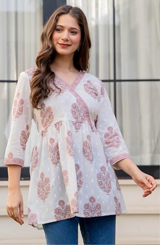 Image of rytras Women Pure Cotton Printed Tunic Top | Comfortable Everyday