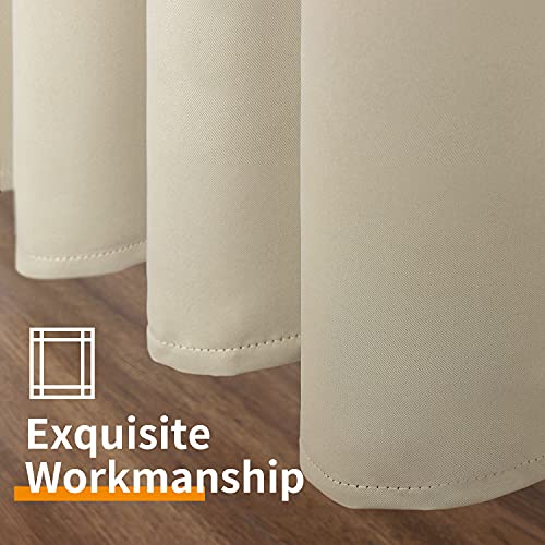 Image of YoungsTex Blackout Curtains 68 Inches Length for Short Bedroom - Thermal Insulated with Grommet Room Darkening Window Curtains for Living Room, 2 Panels, 42 x 68 Inch, Beige