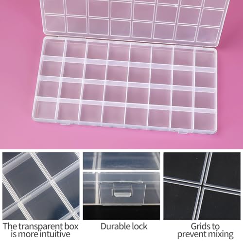 Image of Eppingwin 32 Grids Bead Organizer, Craft Organizers and Storage, Acrylic Organizers, plastic Bead Organizer Box for Crafts Organizing Storing (4 pack)