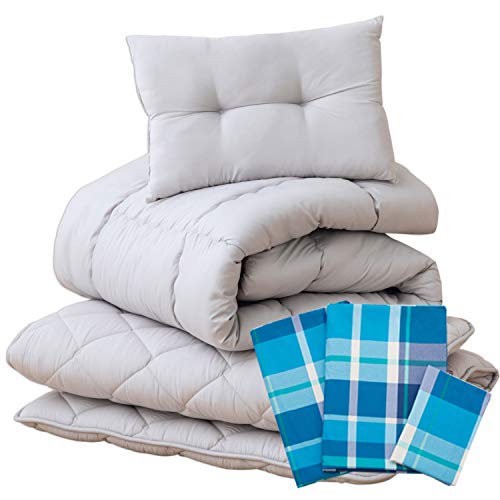 EMOOR 6-Piece All in ONE Japanese Futon Set Lumiere3, Twin Size, Chemical-Free Cover