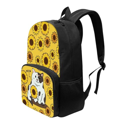 HUIACONG Sunflower Cat Women Backpacks Fashion Ladies Shoulder Bag School Travel Casual Rucksack Adult Light Laptop Bag Daypack for Girls Boys Large Capacity Bookbag3