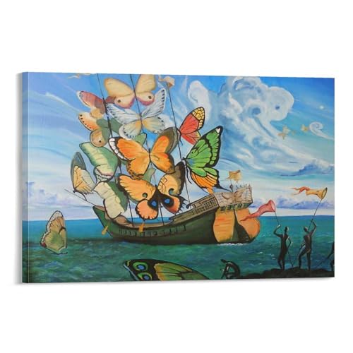 Salvador Dali Wall Art Prints 《Ship with Butterfly Sails》 Art Poster Canvas Wall Art Poster Decorative Bedroom Modern Home Print Picture Frame Artworks Posters 24x36inch(60x90cm)