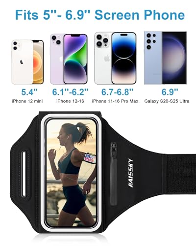 Razobws Sportarmband Handyhalterung Joggen, Handytasche Joggen mit Kopfhörertasche Handy Armband Jogging Zubehör für iPhone 17/16/15/14/13 Pro Max Galaxy S26/S25/S24/S23 Ultra Bis zu 6,9 Zoll