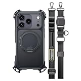 【MagEasy】 iPhone 17 Pro 対応 ケース クリア ショルダー ストラップ MagSafe対応 スタンド 耐衝撃 スマホケース マグセーフ ショルダーケース [ iPhone17Pro アイフォン17Pro 対応 携帯ケース ] Odyssey Ultra M With Strap ミッドナイト/ブラック