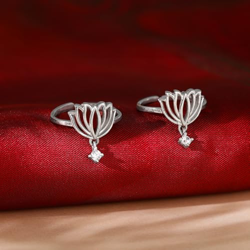 Image of GIVA 925 Silver Kanwal Toe Rings| Toe Rings for Women and Girls | With Certificate of Authenticity and 925 Stamp | 6 Month Warranty