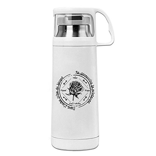 Insulated Water Bottle Back Print Rose Stainless Steel Vacuum Insulated Water Bottle White 14oz / 350ml