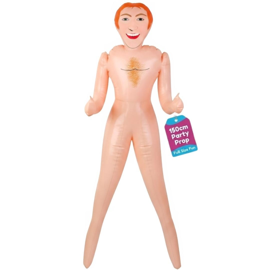 Inflatable Male Doll Ginger Hair 150cm – Funny Blow Up Man Hen Party Prop, Bachelorette & Bridal Shower Decoration, Adult Novelty Party Accessory