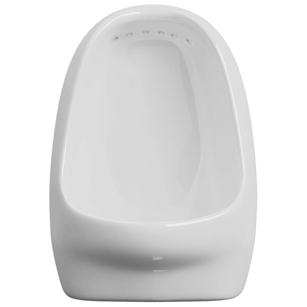 Festnight Urinoirs Suspendus, Debout Toilettes Urine Bassin, Urinoir Suspendu avec Valve de Chasse d'eau Céramique Blanc pour Toilettes