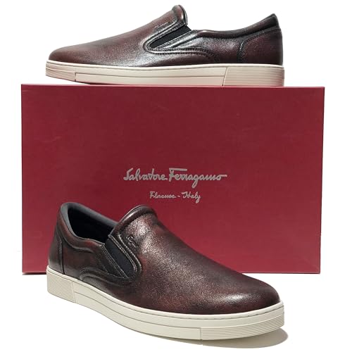 Slip-on 8 D 41 Men's MIRAGGIO Brown Pebbled Leather Loafers Sneakers (Salvatore4