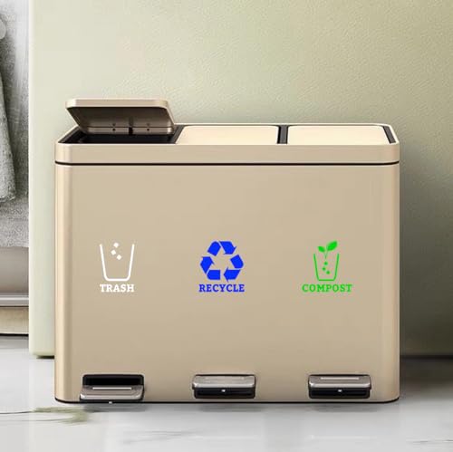Recopilación de Cubos de reciclaje para el hogar los 5 mejores. 43 XTRAYXRAY - Juego de 3 pegatinas de reciclaje de basura para papelera, papelera de compostaje, símbolo de la papelera de reciclaje para organizar contenedores de basura o botes de...
