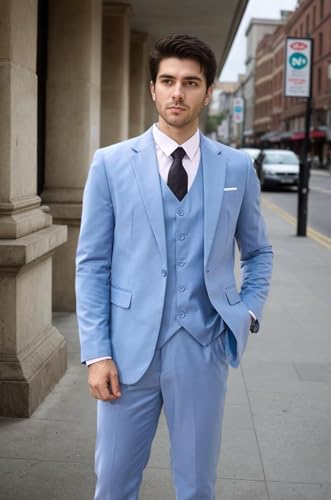 Mens Suits 3 Piece, Slim Fit Suits for Men Wedding Groom Suit Formal Business Prom Party Mens Tuxedo Suit Set2