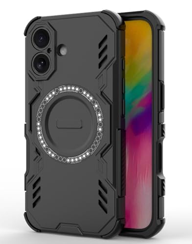 Image of Back Cover Case for Apple iPhone 16 | 360 Protection Mobile Phone Case Mag-Safe | Camera Protection | i Phone 16 Covers | iPhone16 - Black TPU+PC