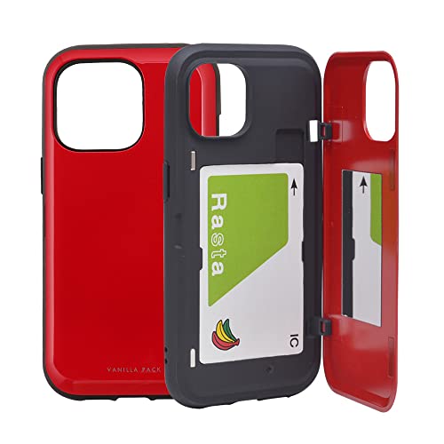 ラスタバナナ iPhone13 Pro 専用 ケース カバー ハイブリッド 耐衝撃吸収 カード入れ 鏡 ミラー ストラップホール VANILLA PACK レッド スマホケース 6518IP161PHB