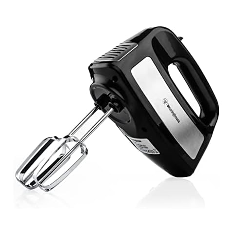 Westinghouse Batidora de mano WKHM42831, 300 W, 6 velocidades con nivel turbo, mango ergonómico, incluye batidor y gancho para amasar, accesorio apto para lavavajillas, color negro Cover