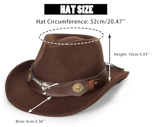 Kids Western Cowboy Hat for Boys Girls - Felt Fedora-Jazz-Hat for Kids 2-6Years2