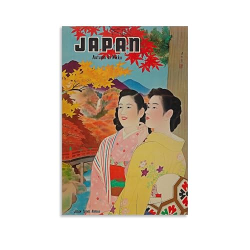 Kaedh Póster retro de Japón en lienzo, decoración de pared, póster e impresiones modernas para dormitorio familiar, 30 x 45 cm, estilo sin marco