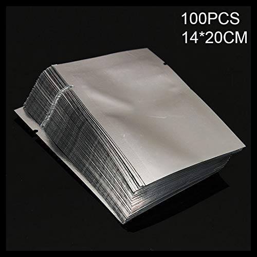 Baifeng 100pcs Calor Sello Bolsas Almacenaje Aluminio Metalizado Selladora Al Vacío Bolsas Calidad Alimentaria para Nueces - 14x20CM