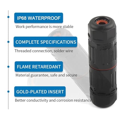Lot de 10 connecteurs électriques étanches IP68 - Bornier à Insertion Rapide 3 Broches for extérieur, idéal for Le Jardin et l'aménagement paysager.