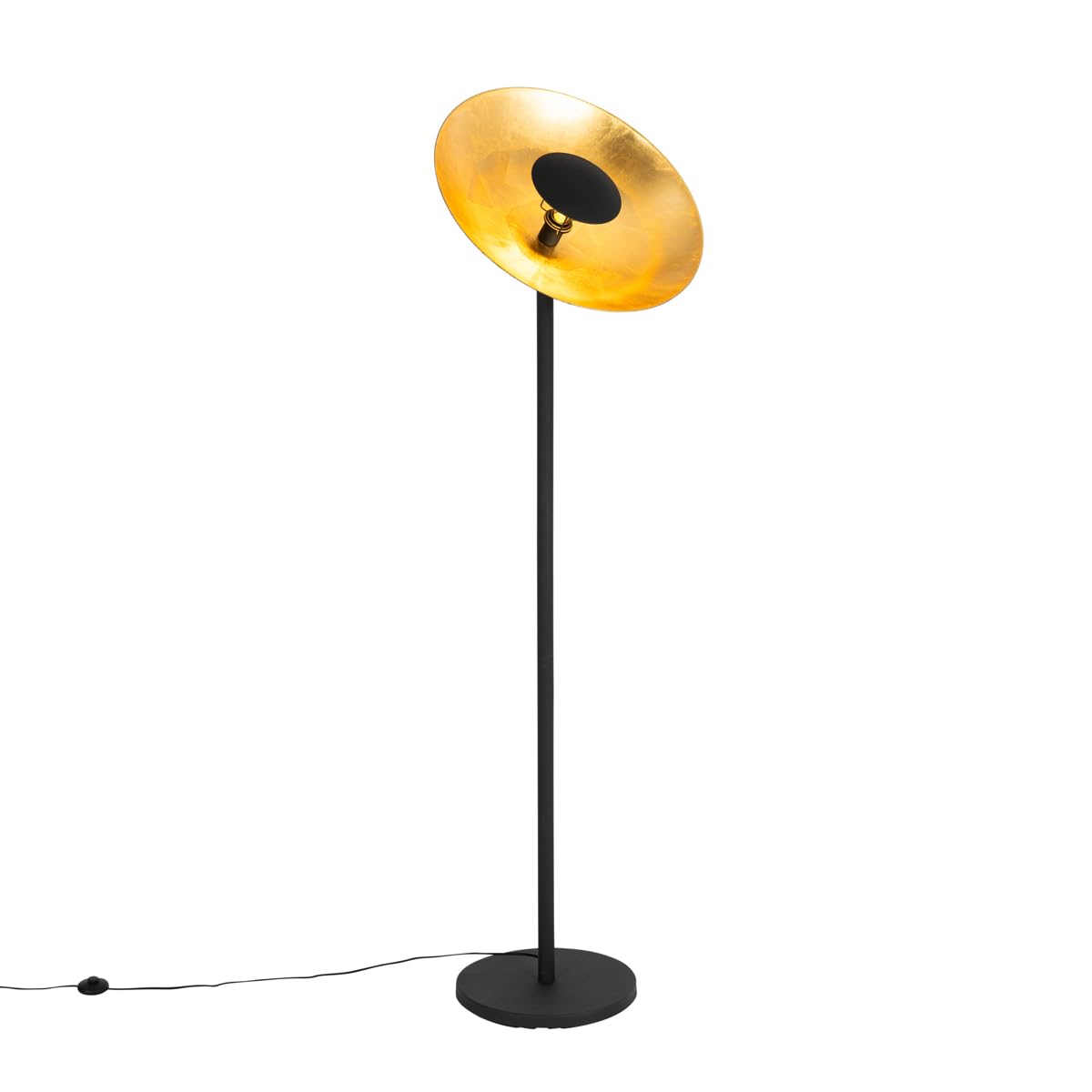 Qazqa Industrial Floor lamp, Standing lamp - magnax - Black and Gold, Round, max. 60W, e27, 183cm, Living Room