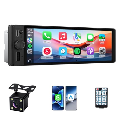 Radio para auto Single Din con pantalla táctil 6.28" miniatura 1