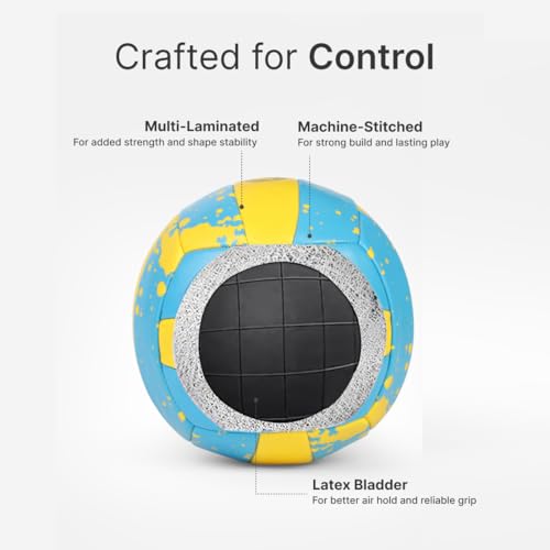 Image of CULT Volleyball ACE Blue Yellow Durable Size 4 Volleyball for Indoor & Outdoor Play Training & Match Ball with Strong Grip, Soft Touch & Long-Lasting Air Retention