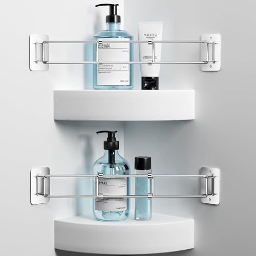 songsoso 2 Pack RV Corner Rod Camper Shelf Bar 713 Inches Adjustable Bathroom Organizer Stainless RV Wall Accessories
