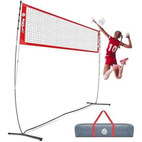 VSSAL Volleyball Practice Net for Backyard, Freestanding Indoor or Outdoor, 5 Adjustable Height and Instant Setup, Portable Volleyball Training Warm Up Nets Set (12FT) Cover