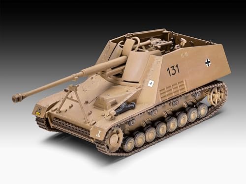 Revell Modellbausatz Sd.Kfz. 164 Nashorn | Leistungsstarker Panzerjäger mit 8,8 cm Pak | Authentischer Innenraum | Wiederauflage 2024 | Inkl. Kleber und Pinsel