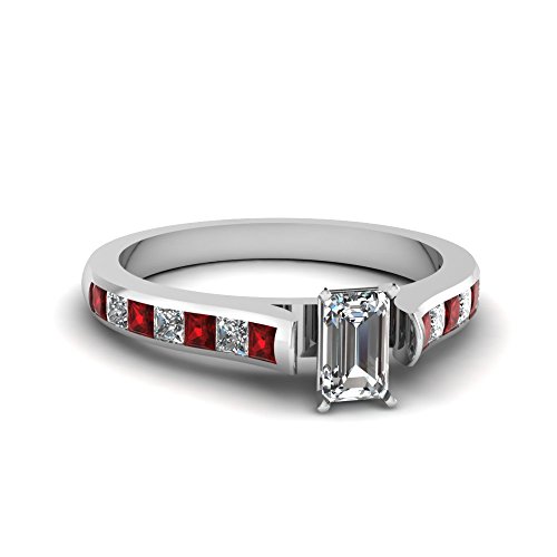 Image of 55Carat Choose Your Gemstone Cathedral Channel Set Diamond CZ Ring Sterling Silver Emerald Shape Side Stone Engagement Rings Matching Jewelry Wedding Jewelry Easy to Wear Gifts US Size 4 to 12
