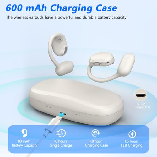 Image of BANIGIPA Open Ear Headphones, True Wireless Earbuds, Bluetooth 5.4 Headphones w /Dual Mic for Calling, Comfort Sports Over Ear Earbuds w /Earhooks for Running Traveling, IP67 Waterproof, 40H Playtime
