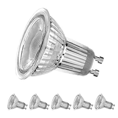 LEDERA Dimmable GU10 LED Track Bulbs, 5000K Daylight White, 7W 650LM, 50W-65W Equivalent, 6-Pack