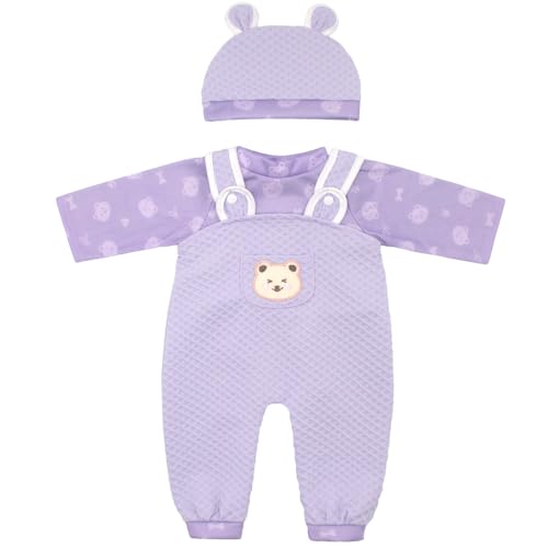 ZWOOS Roupas para bonecas de bebé 50 - 55 cm, conjunto urso pequeno roxo compatível com bonecas New Born Baby, presentes para meninas e meninos