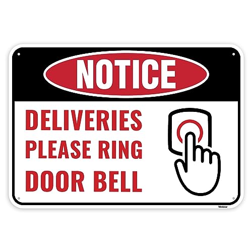 Ring Doorbell Sign for Deliveries (10 x 7 Inches)