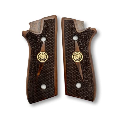 Zib Grips for Taurus PT59, PT92, PT99, PT100, PT101, PT917 Wooden Grips, Smooth Grips Handmade Birthday Newyear Sport for Men & Veterans (Taurus - Dark Brown)