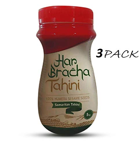 Har Bracha Tahini Paste (17.6 oz). 100% Natural, Vegan Friendly & Kosher Pure Ground Tahina Sauce. Raw Roasted Sesame Seeds for Oriental Dips, Salad Dressings & Hummus (3Pack)