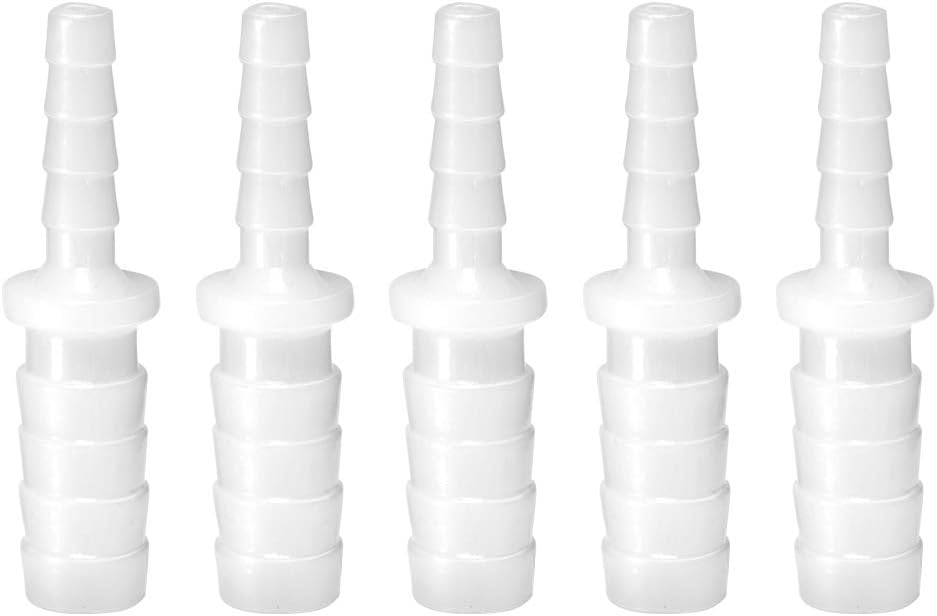Quickun Plastic Hose Barb Reducer Fitting 3/16" to 1/8" Barbed Reducing Union Adapter Splicer Mender Joint Fitting (Pack of 5)