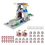 Medieval Kingdom Castle Building Block Set, Includes Red Knights & Horse Figures, Compatible with Lego 853792 Accessory, for Fantasy Castle Fans (Red Legion)