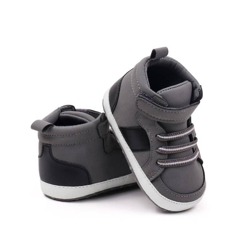 Baby Boys High Top Ankle Sneakers, Newborn Infant First Walkers Shoes2